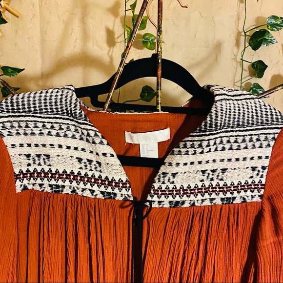 Bohemian Sunburnt Orange Pleated Boho Cardigan Tie Open Front - Picture 3 of 9